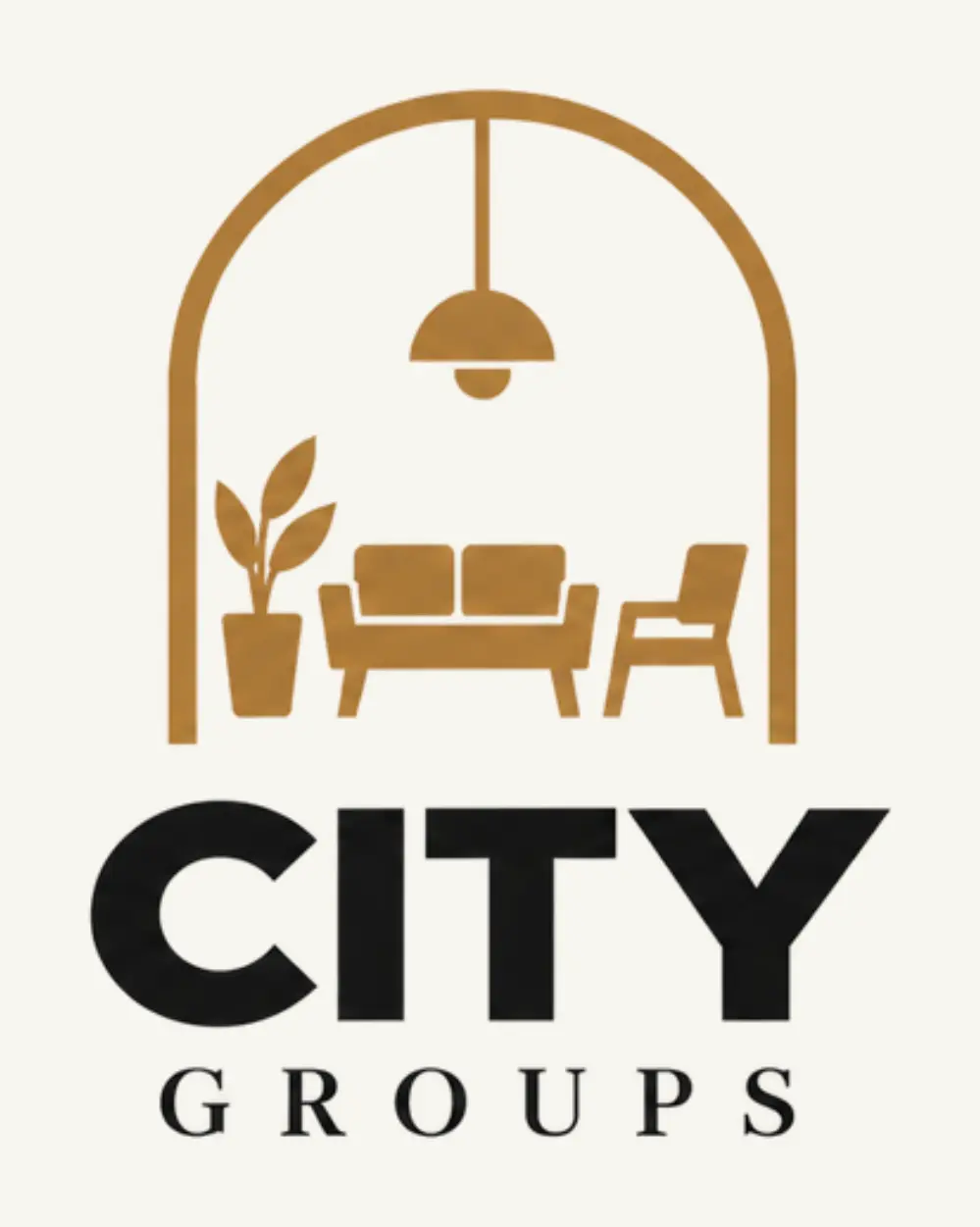 City Groups logo: a living room under the New City arch